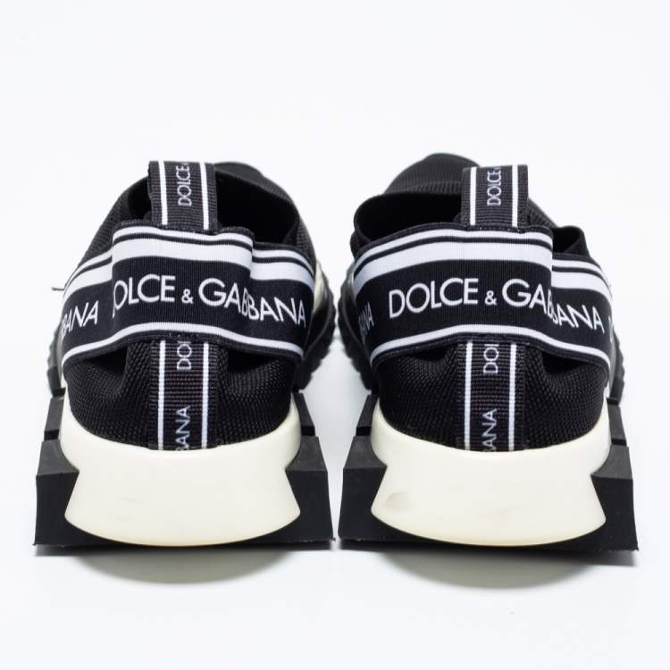 Pre Owned Dolce & Gabbana Black/White Knit Fabric Sorrento Sneakers Size 40