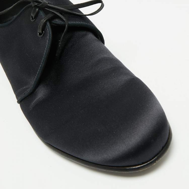 Pre Owned Dolce & Gabbana Navy Blue Satin Lace Up  Derby Size 41