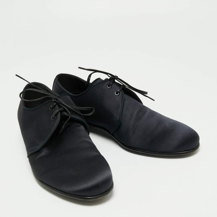 Pre Owned Dolce & Gabbana Navy Blue Satin Lace Up  Derby Size 41