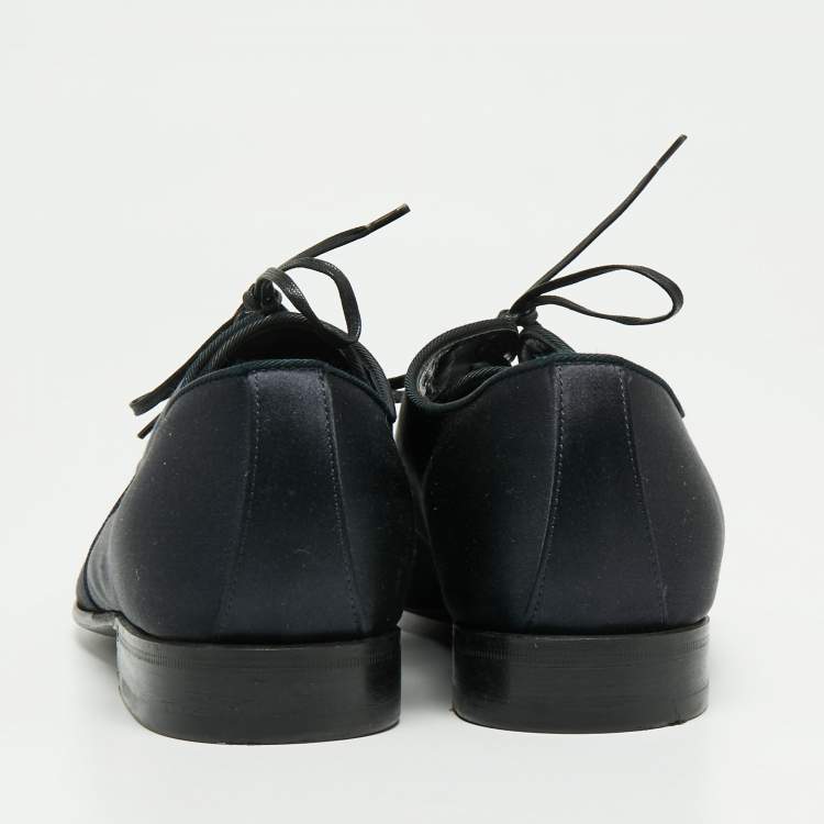 Pre Owned Dolce & Gabbana Navy Blue Satin Lace Up  Derby Size 41