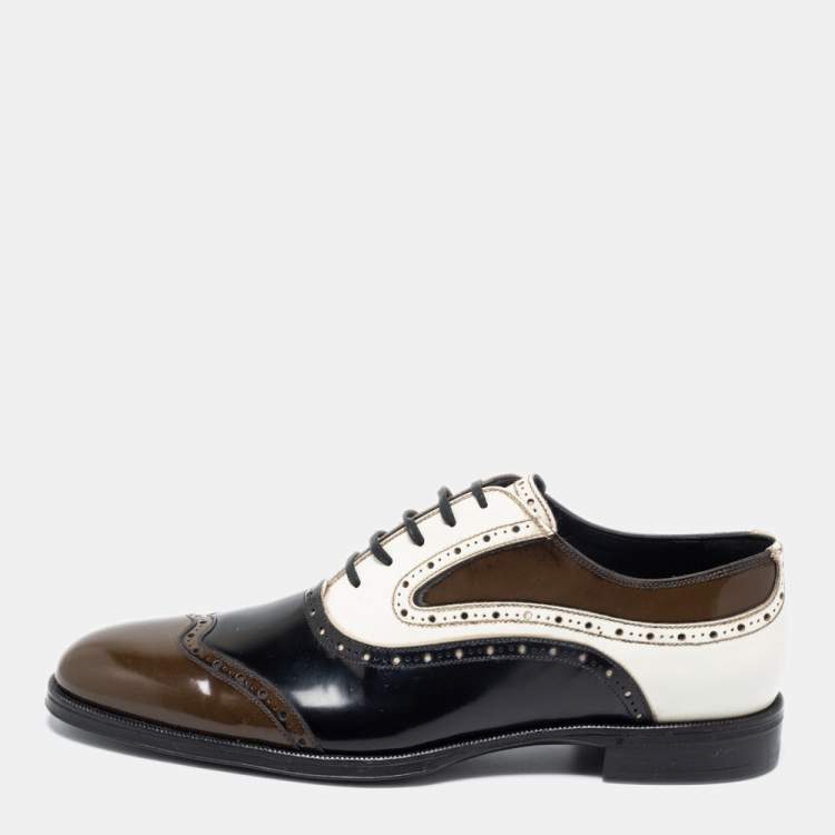 Pre Owned Dolce & Gabbana Tricolor Brogue Leather Lace Up Oxfords Size 42