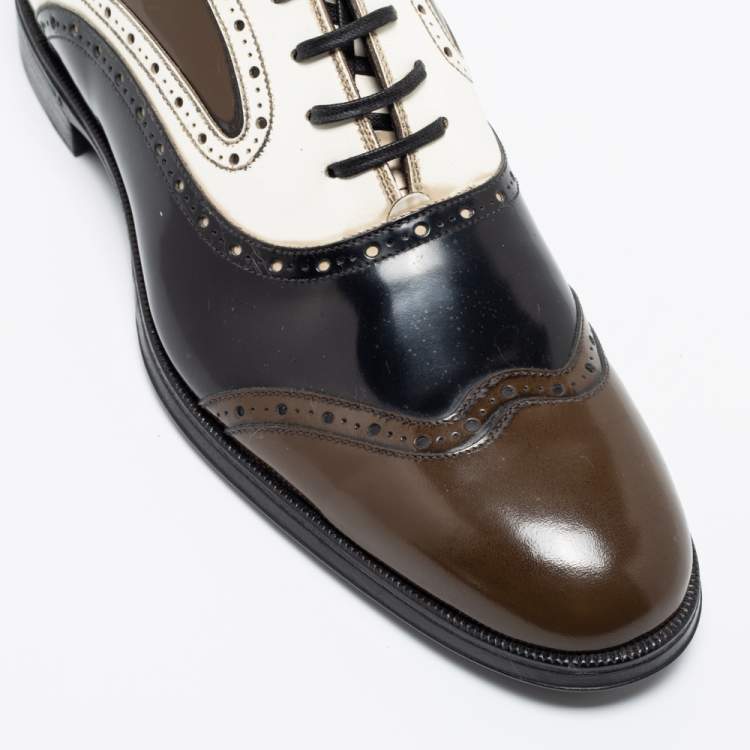 Pre Owned Dolce & Gabbana Tricolor Brogue Leather Lace Up Oxfords Size 42