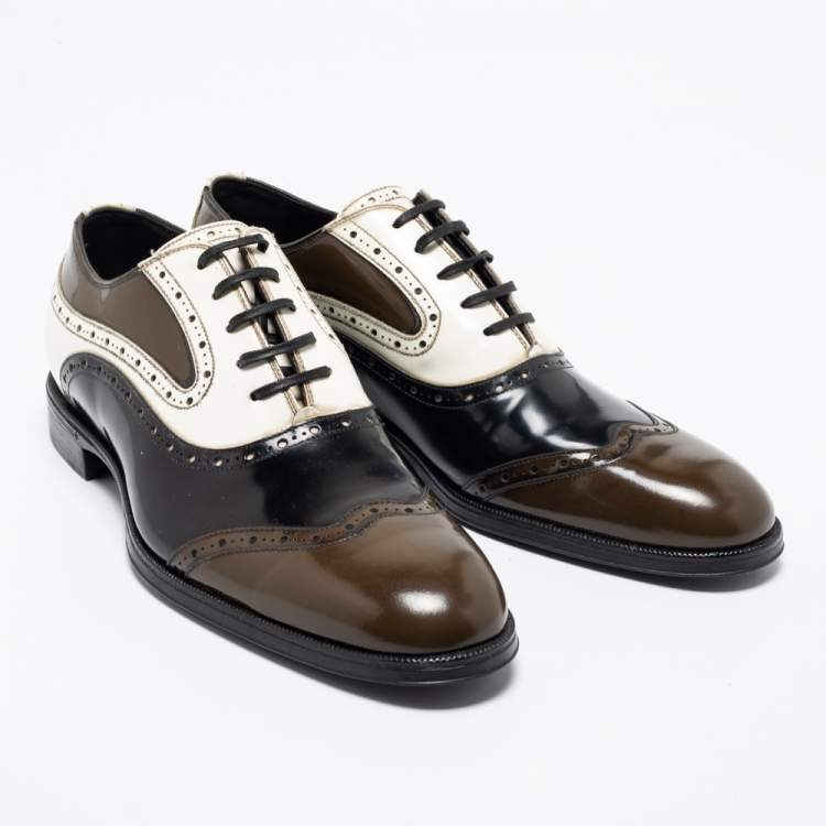 Pre Owned Dolce & Gabbana Tricolor Brogue Leather Lace Up Oxfords Size 42