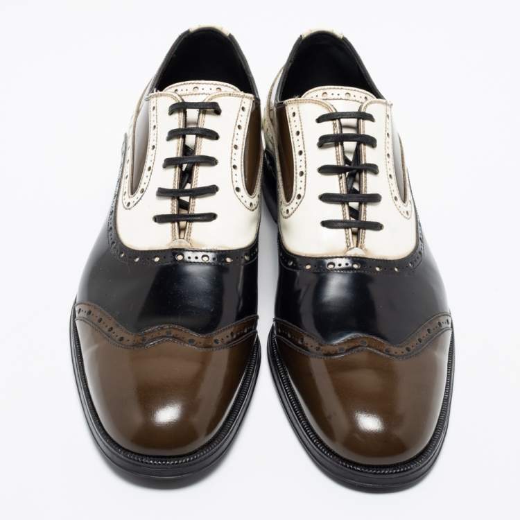 Pre Owned Dolce & Gabbana Tricolor Brogue Leather Lace Up Oxfords Size 42