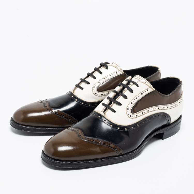 Pre Owned Dolce & Gabbana Tricolor Brogue Leather Lace Up Oxfords Size 42