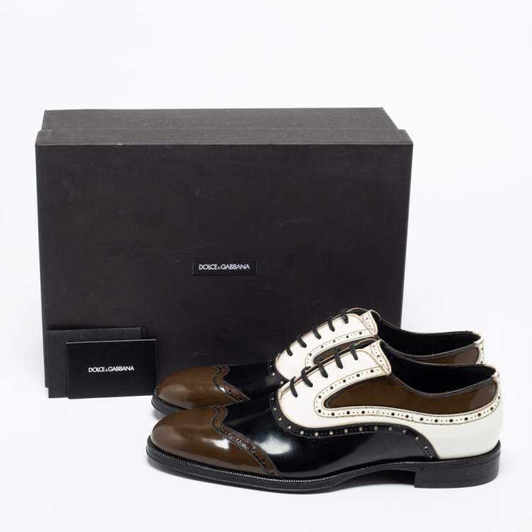 Pre Owned Dolce & Gabbana Tricolor Brogue Leather Lace Up Oxfords Size 42