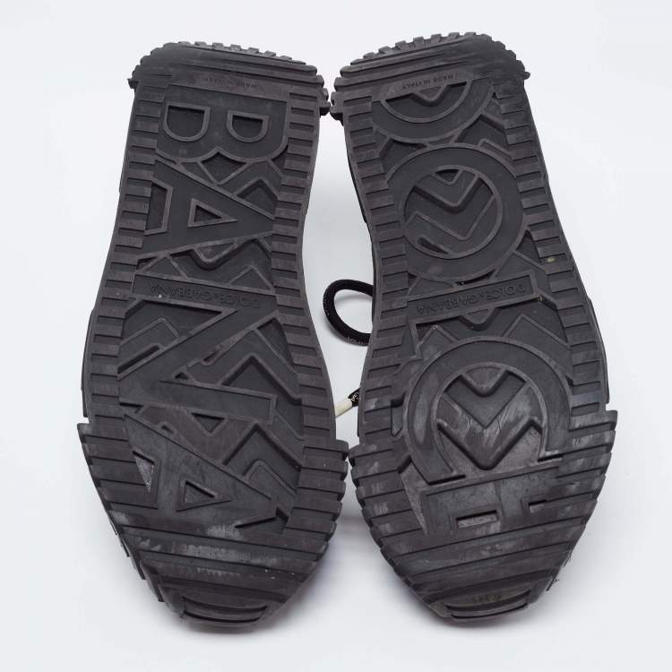 Pre Owned Dolce & Gabbana Black Mesh And Leather Low Top Sneakers Size 44