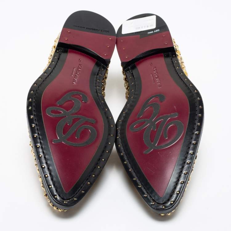 Pre Owned Dolce & Gabbana Black Suede Crystal Embellished Lace Up Derby Size 42