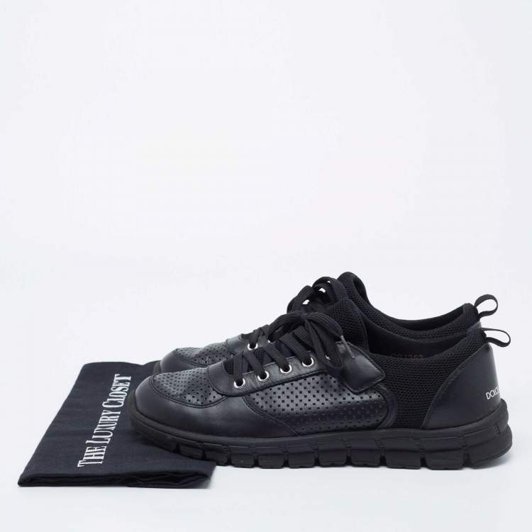 Pre Owned Dolce & Gabbana Black Leather Low Top Sneakers Size 42