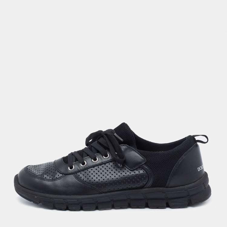 Pre Owned Dolce & Gabbana Black Leather Low Top Sneakers Size 42