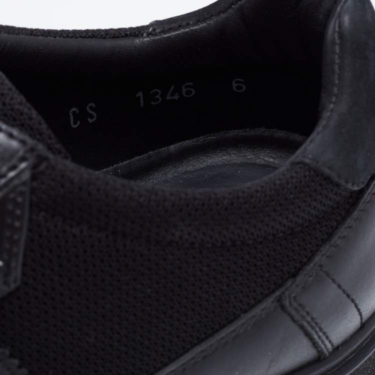 Pre Owned Dolce & Gabbana Black Perforated Leather And Mesh Low Top Sneakers Size 40