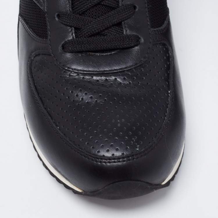 Pre Owned Dolce & Gabbana Black Perforated Leather And Mesh Low Top Sneakers Size 40