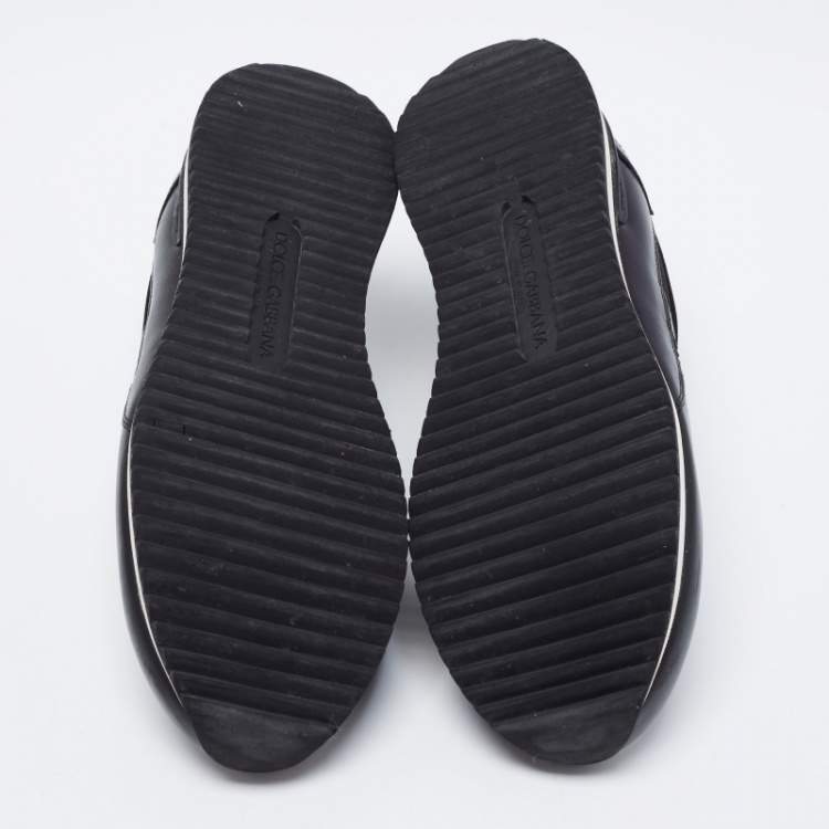 Pre Owned Dolce & Gabbana Black Perforated Leather And Mesh Low Top Sneakers Size 40