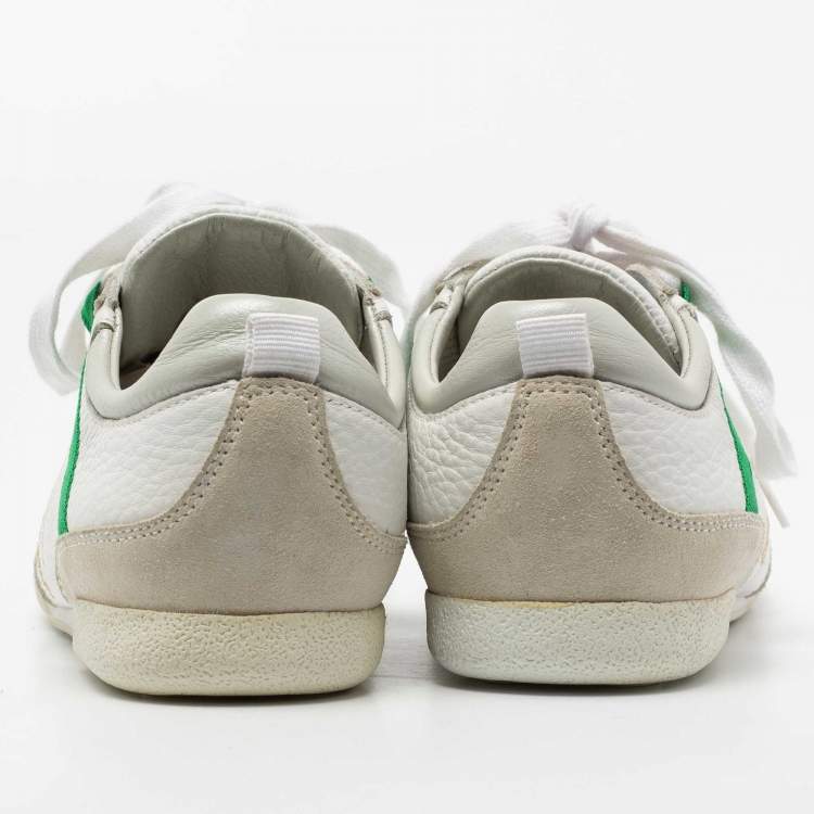 Pre Owned Dolce & Gabbana White/Grey Leather And Suede Low Top Sneakers Size 40.5