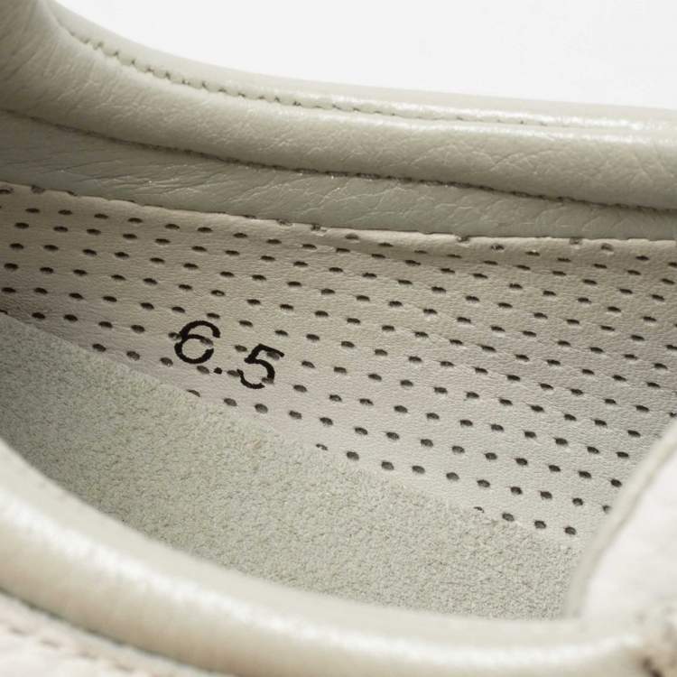 Pre Owned Dolce & Gabbana White/Grey Leather And Suede Low Top Sneakers Size 40.5