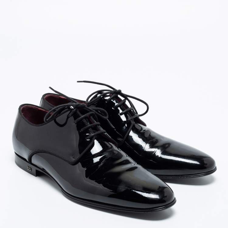 Pre Owned Dolce & Gabbana Black Patent Leather Derby Size 42 