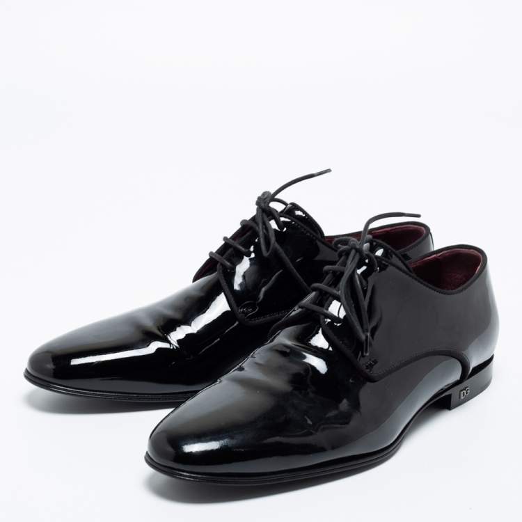 Pre Owned Dolce & Gabbana Black Patent Leather Derby Size 42 