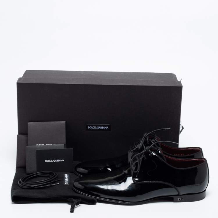 Pre Owned Dolce & Gabbana Black Patent Leather Derby Size 42 