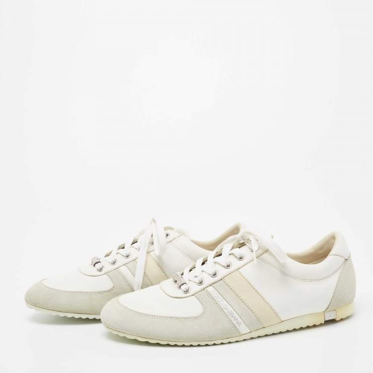 Pre Owned Dolce & Gabbana Tri Color Suede and Leather Low-Top Sneakers Size 42