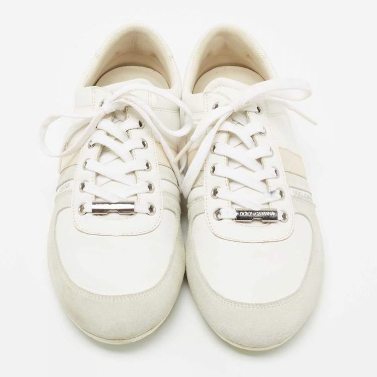 Pre Owned Dolce & Gabbana Tri Color Suede and Leather Low-Top Sneakers Size 42
