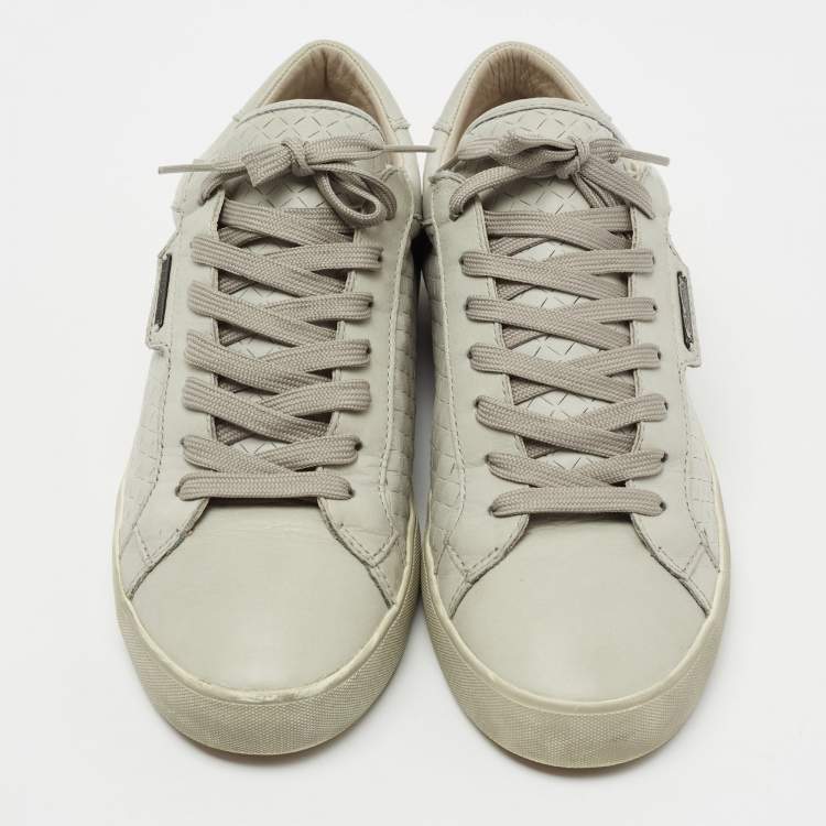 Pre Owned Dolce & Gabbana Grey Leather Low-Top Sneakers Size 41