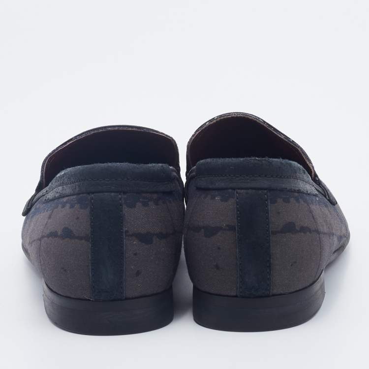 مملوكة مسبقًا Dolce & Gabbana Grey Printed Canvas Smoking Slippers Size 43
