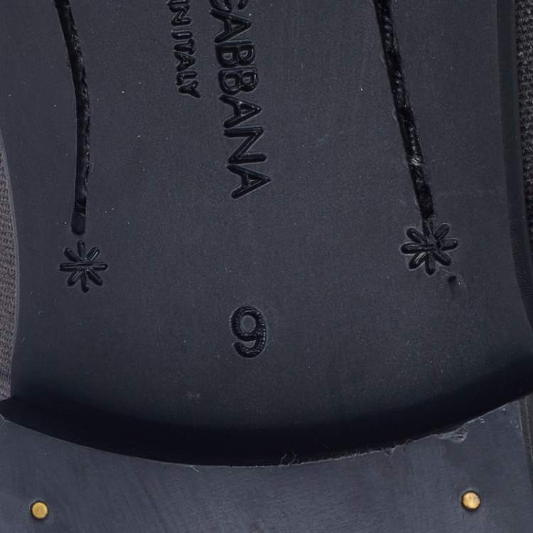 مملوكة مسبقًا Dolce & Gabbana Grey Printed Canvas Smoking Slippers Size 43