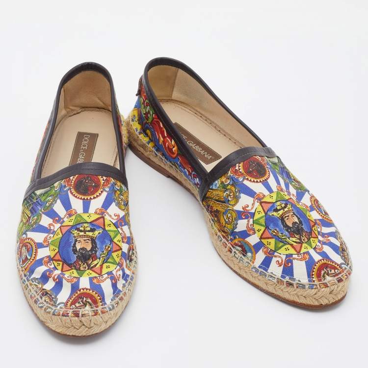 Pre Owned Dolce & Gabbana Multicolor Printed Canvas Slip On Espadrilles Size 43