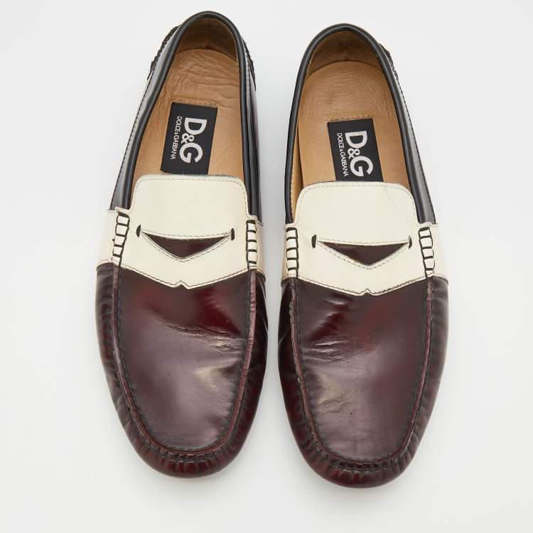 Pre Owned D&G Multicolor Leather Penny Slip On Loafers Size 42