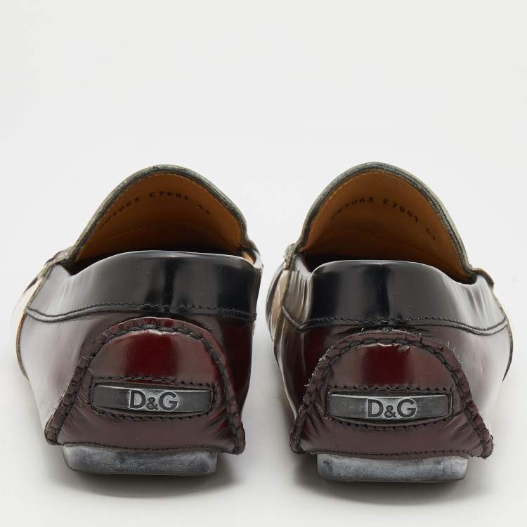 Pre Owned D&G Multicolor Leather Penny Slip On Loafers Size 42