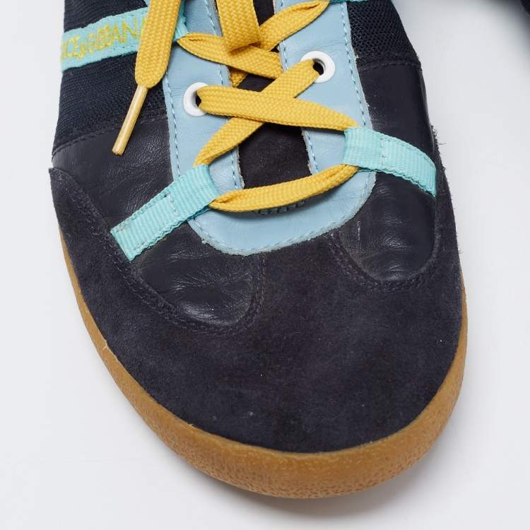 Pre Owned Dolce & Gabbana Multicolor Leather, Suede and Mesh Low-Top Sneakers Size 44