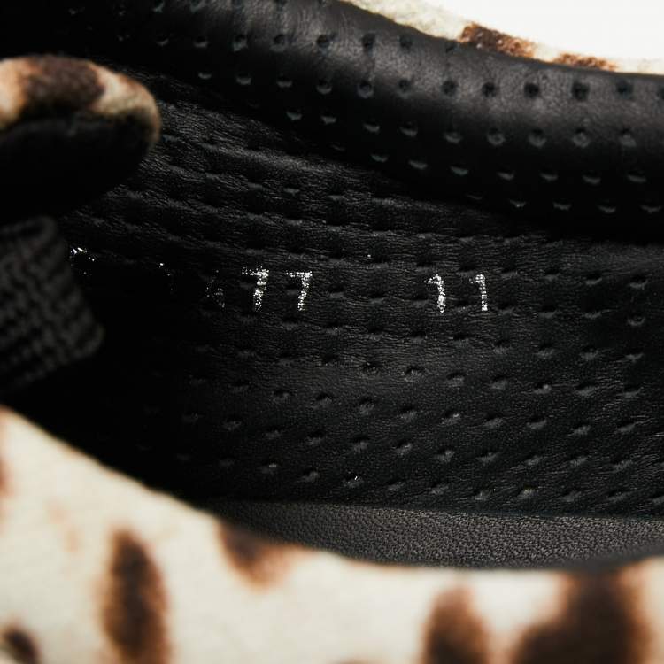 مملوكة مسبقًا Dolce and Gabbana Brown Leopard Print Canvas Sneakers Size 45