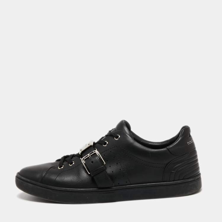 Pre Owned Dolce & Gabbana Black Leather Lace Up  Sneakers Size 42