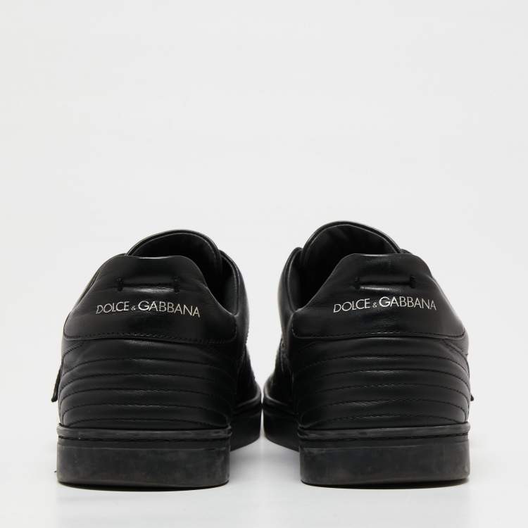 Pre Owned Dolce & Gabbana Black Leather Lace Up  Sneakers Size 42