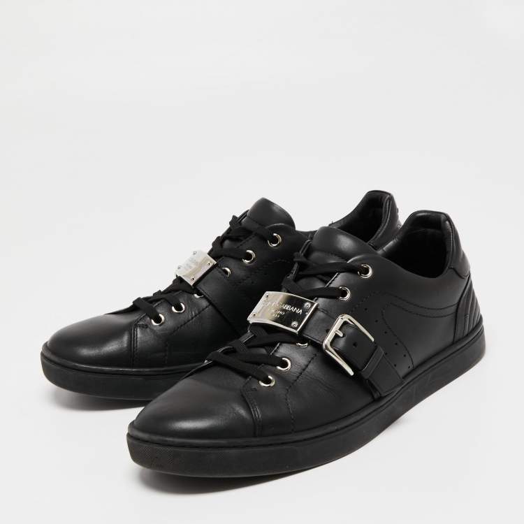 Pre Owned Dolce & Gabbana Black Leather Lace Up  Sneakers Size 42