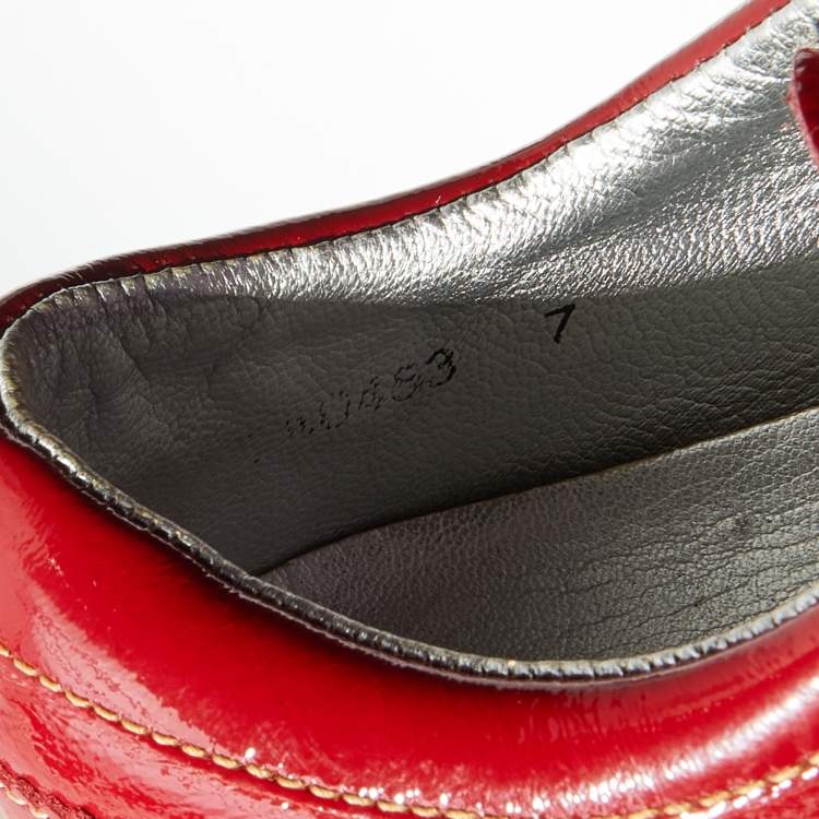 Pre Owned Dolce & Gabbana Red Patent Leather Low Top Sneakers Size 41