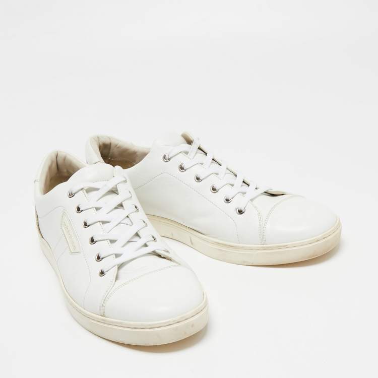 Pre Owned Dolce & Gabbana White Leather Low Top Sneakers Size 45