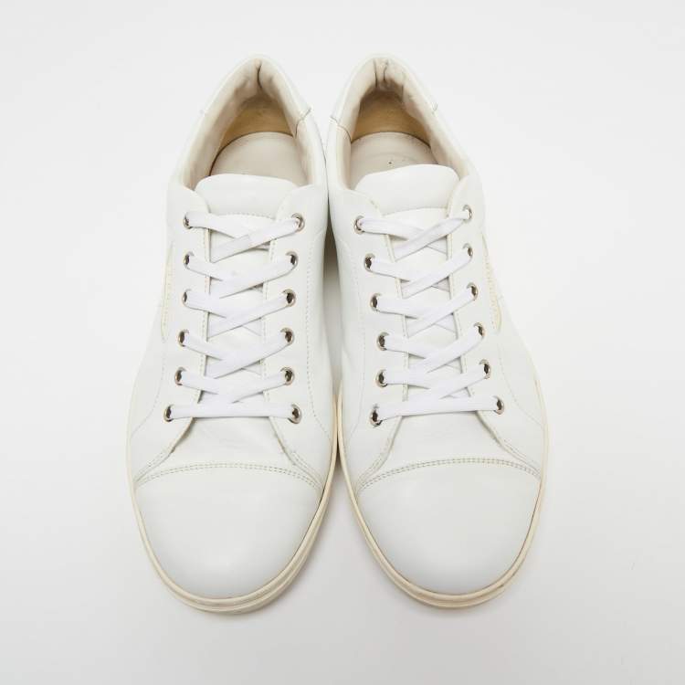 Pre Owned Dolce & Gabbana White Leather Low Top Sneakers Size 45