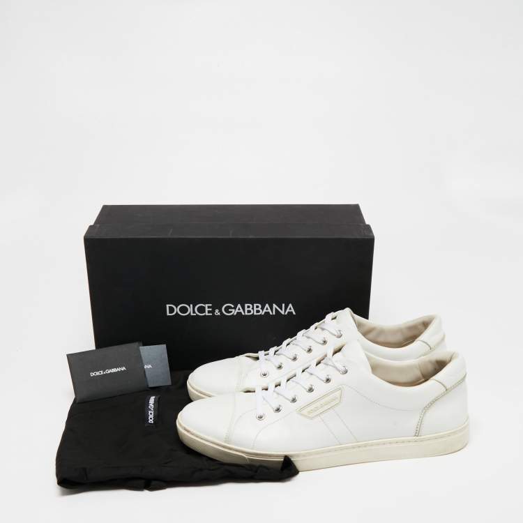 Pre Owned Dolce & Gabbana White Leather Low Top Sneakers Size 45