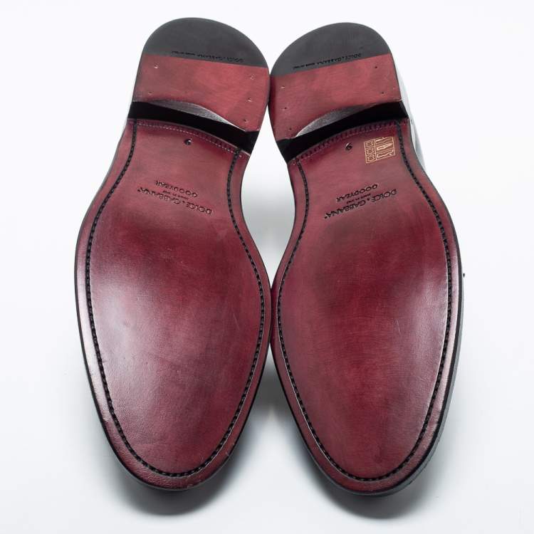 مملوكة مسبقًا Dolce & Gabbana Black Leather Lace Up Derby Size 43