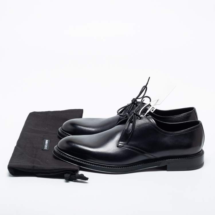 مملوكة مسبقًا Dolce & Gabbana Black Leather Lace Up Derby Size 43