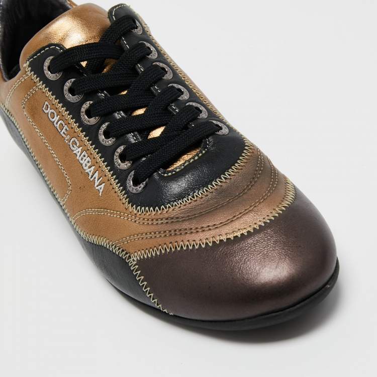 Pre Owned Dolce & Gabbana Multicolor Leather Low Top Sneakers Size 41.5