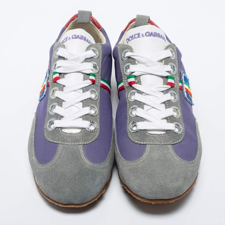 Pre Owned Dolce & Gabbana Multicolor Leather and Suede Low Top Sneakers Size 40.5