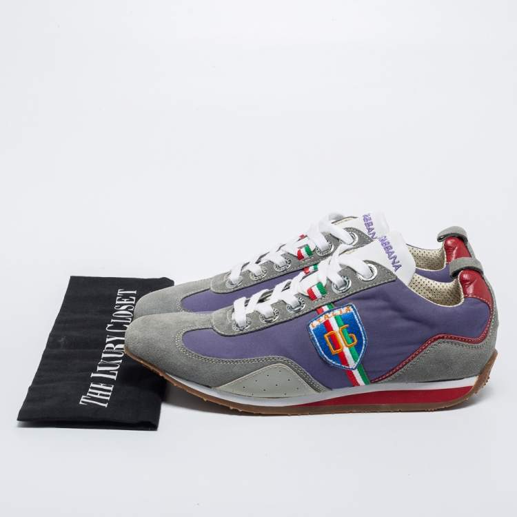 Pre Owned Dolce & Gabbana Multicolor Leather and Suede Low Top Sneakers Size 40.5