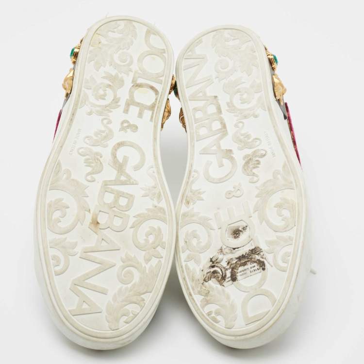 Pre Owned Dolce & Gabbana White Leather King Angels Portofino Low top Sneakers Size 43