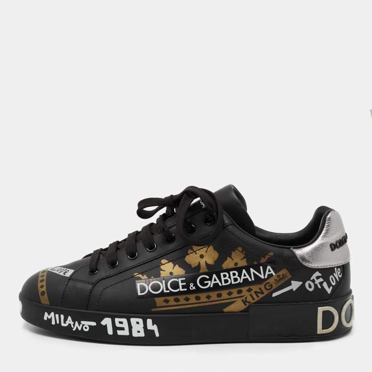 Dolce & Gabbana Black Leather Low Top Sneakers Size 43 Dolce & Gabbana | TLC