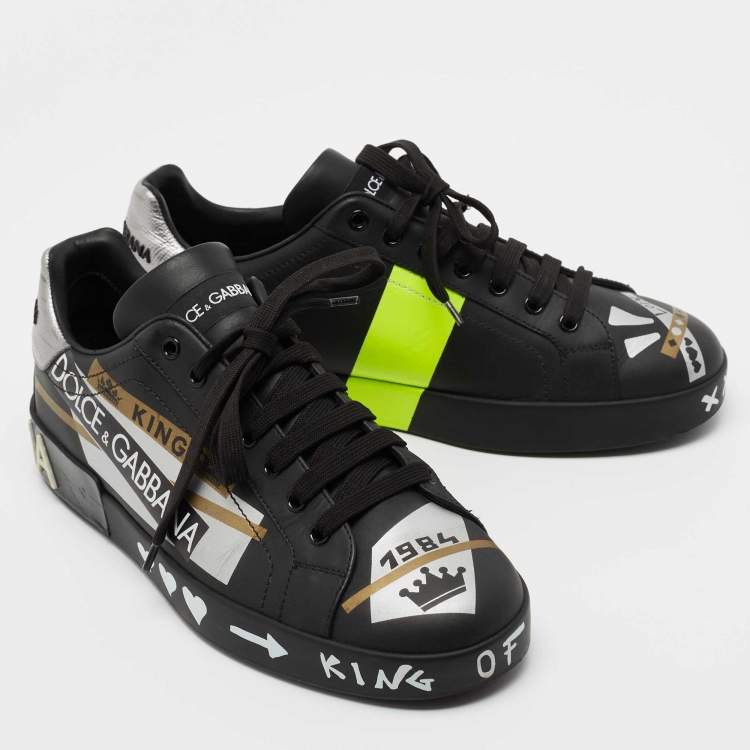 Pre Owned Dolce & Gabbana Black Leather Low Top Sneakers Size 43