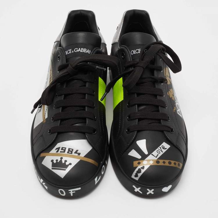 Pre Owned Dolce & Gabbana Black Leather Low Top Sneakers Size 43
