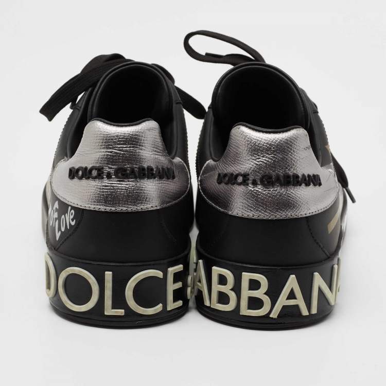 Pre Owned Dolce & Gabbana Black Leather Low Top Sneakers Size 43