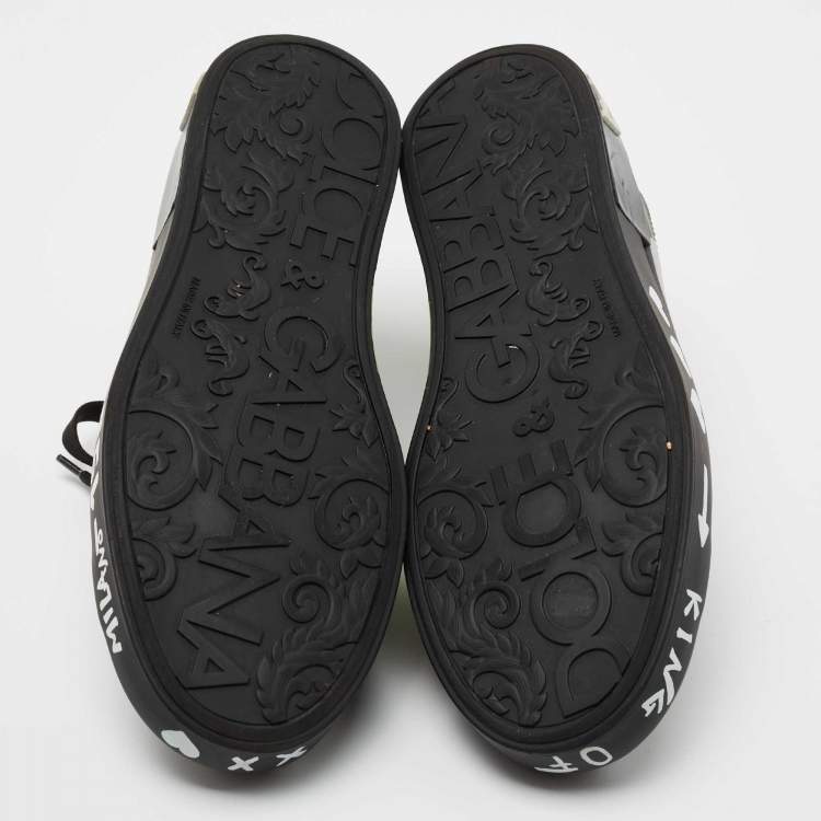 Pre Owned Dolce & Gabbana Black Leather Low Top Sneakers Size 43